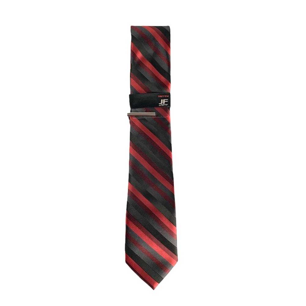 Red Gray Black Diagonal Stripe Tie